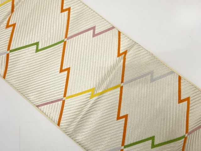 JAPANESE KIMONO / ANTIQUE FUKURO OBI / SILK / WOVEN MATSUKAWABISHI